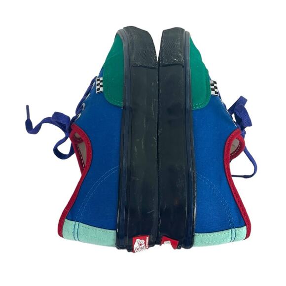 VANS Men’s Custom Sneakers Fabric Green Blue Red Colorblock Pop Cush Size 6.5 - Picture 7 of 14